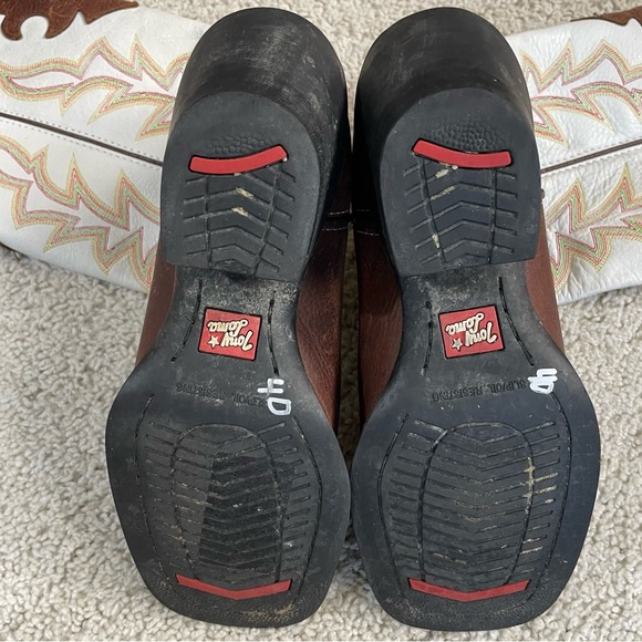 Tony Lama White and Brown Heeled Boots - Picture 7 of 8